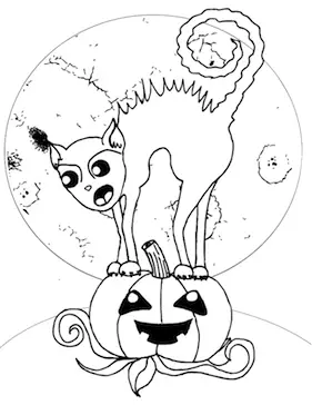 Scary Cat Coloring Page